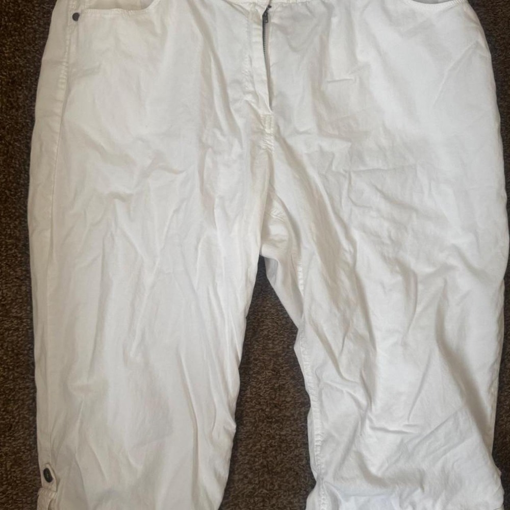 Ruby Rd Petite White Capri Pants Womens 14P Cotton Blend Cropped Trousers